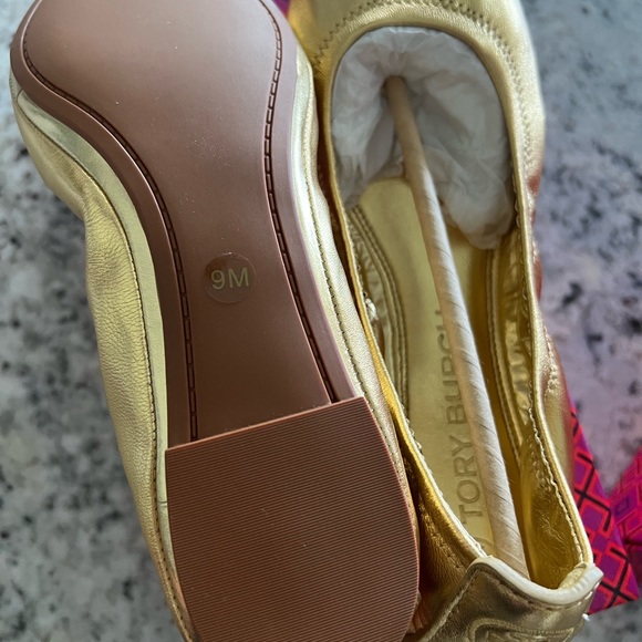 Tory Burch Edie Ballet Flats Gold Brand New - Picture 4 of 5